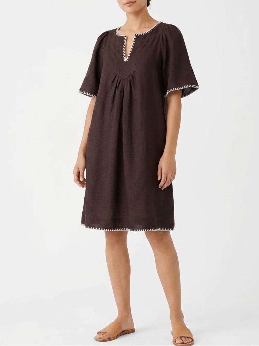 Magaschoni 100% Linen dress inner 100% Cotton Small fit Medium with pockets $188